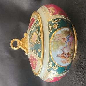 VINTAGE GERMAN J.K. DECOR CARLSBAD RARE PORCELAIN CANDY BOWL W/LID.